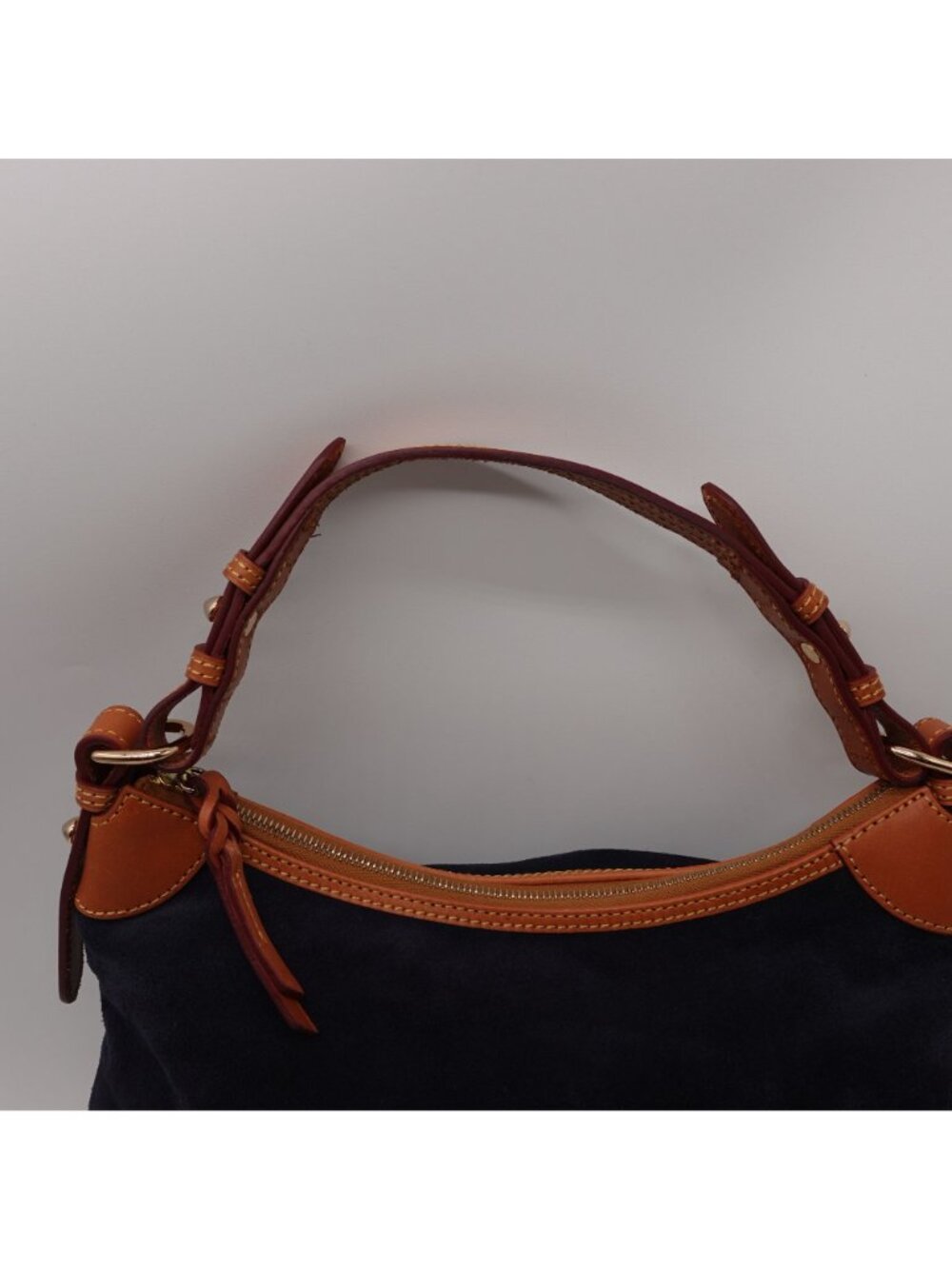LN Dooney & Bourke Suede Hobo Shoulder Bag Navy Blue SS924 - Picture 7 of 13